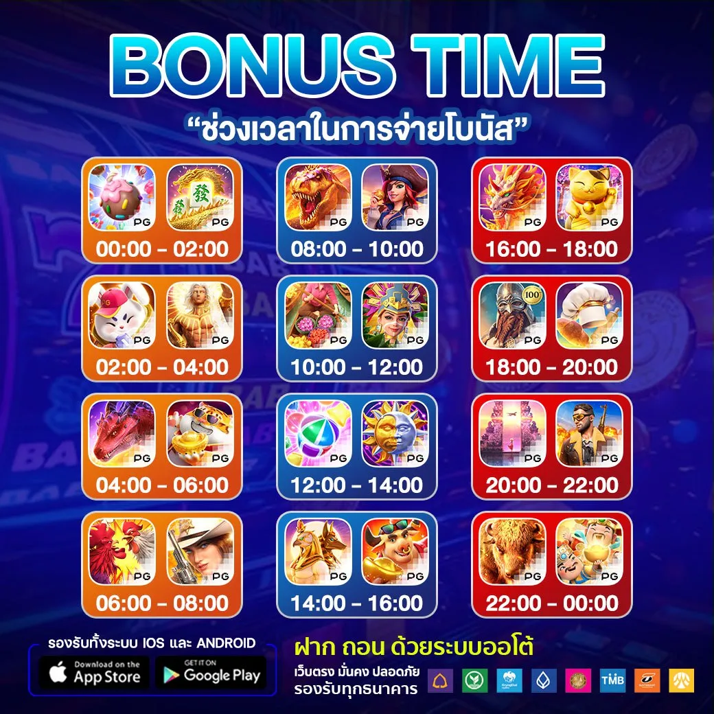 PGSLOT โบนัสไทม์ เกมแตกหนักตามช่วงเวลา